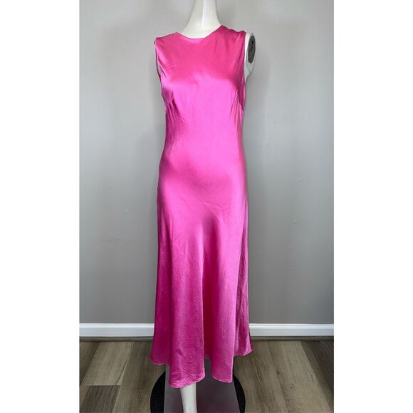 NWT CYNTHIA ROWLEY Claudia Silk Bias Sleeveless Midi Dress - Pink Size 10 $495 - Picture 4 of 8